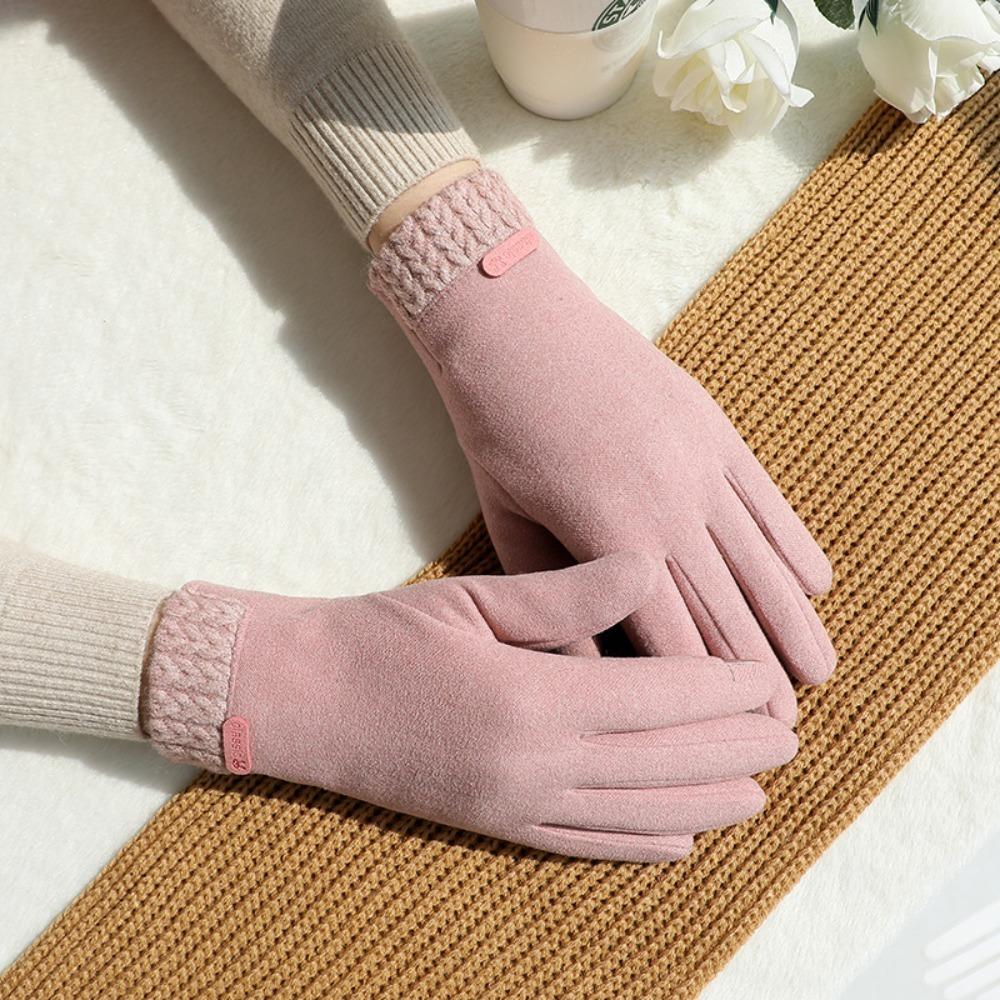 

Зимові рукавички на весь палець Теплі рукавиці для водіння Нові лижні рукавички Унісекс рожевий