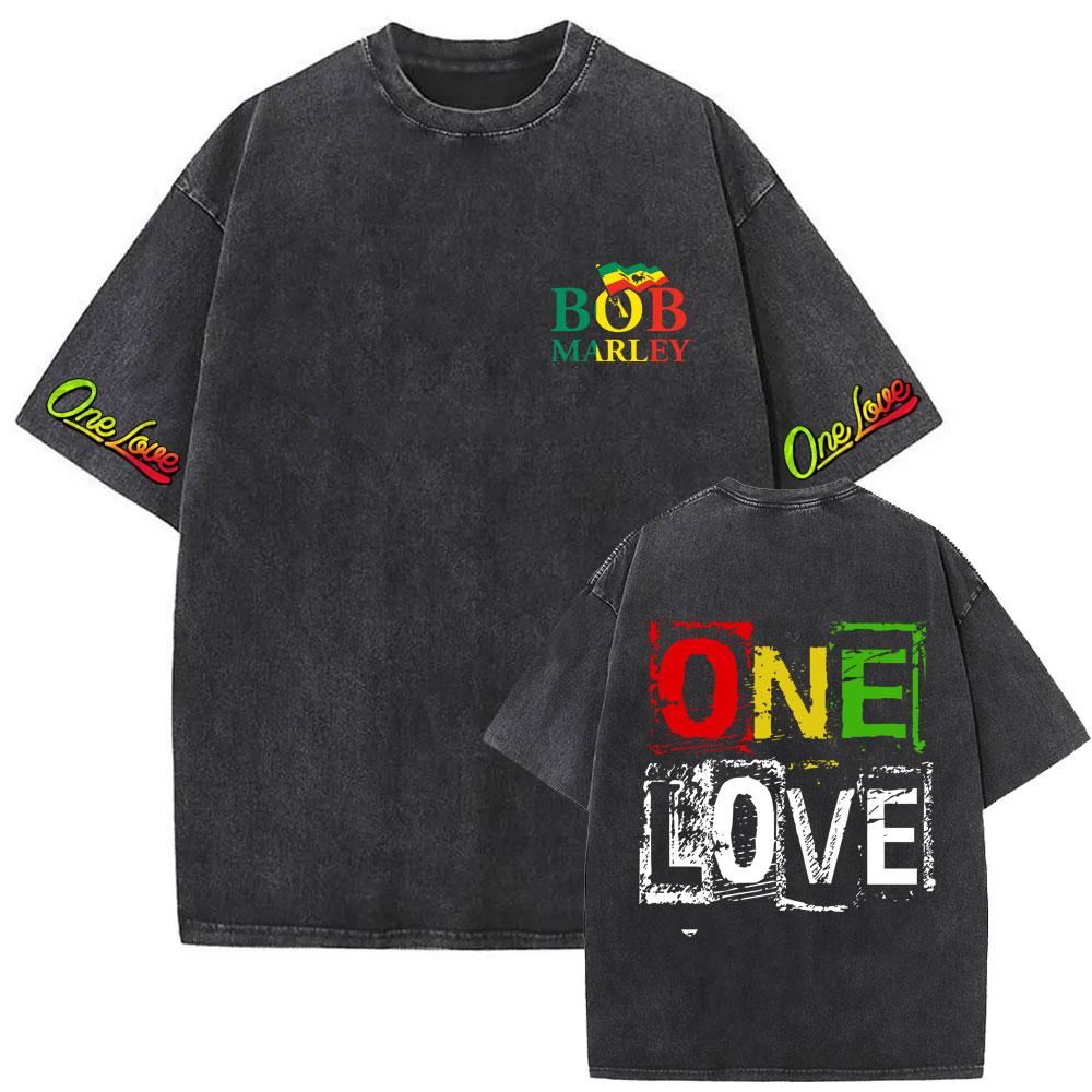 

Стирка Винтаж Регги Боб Марли One Love Графический Принт Футболки Мужчины Женщины Одежда Повседневный Хлопок Ретро Футболки s Уличная Одежда S