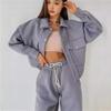 2024 European and American solid color women's single-breasted jacket top casual trousers women's suit jacket sweater pants two-piece set
