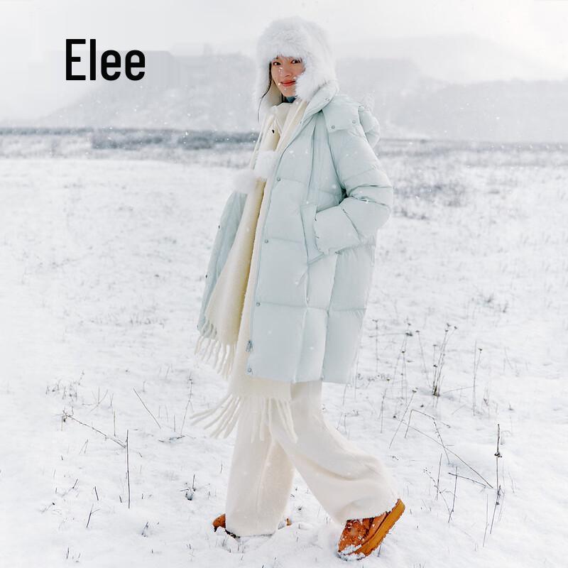 Eleyn Women's Soft Puffy Hooded Mid-Length Down Jacket