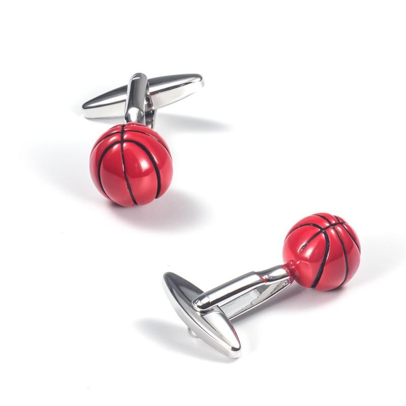 Spot New Baked Paint Fun Basketball Shaped Metal Cufflinks Foreign Trade Casual French Shirts Wholesale