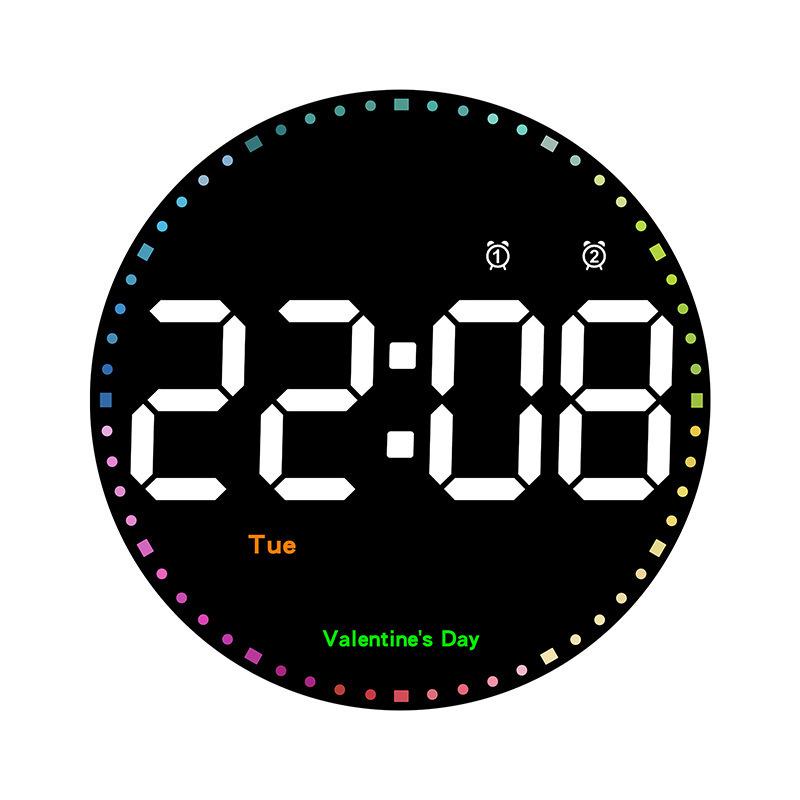 

Colorful LED Dynamic Wall Clock: Perpetual Calendar & Simple Decor for Living Room Black Colorful Light