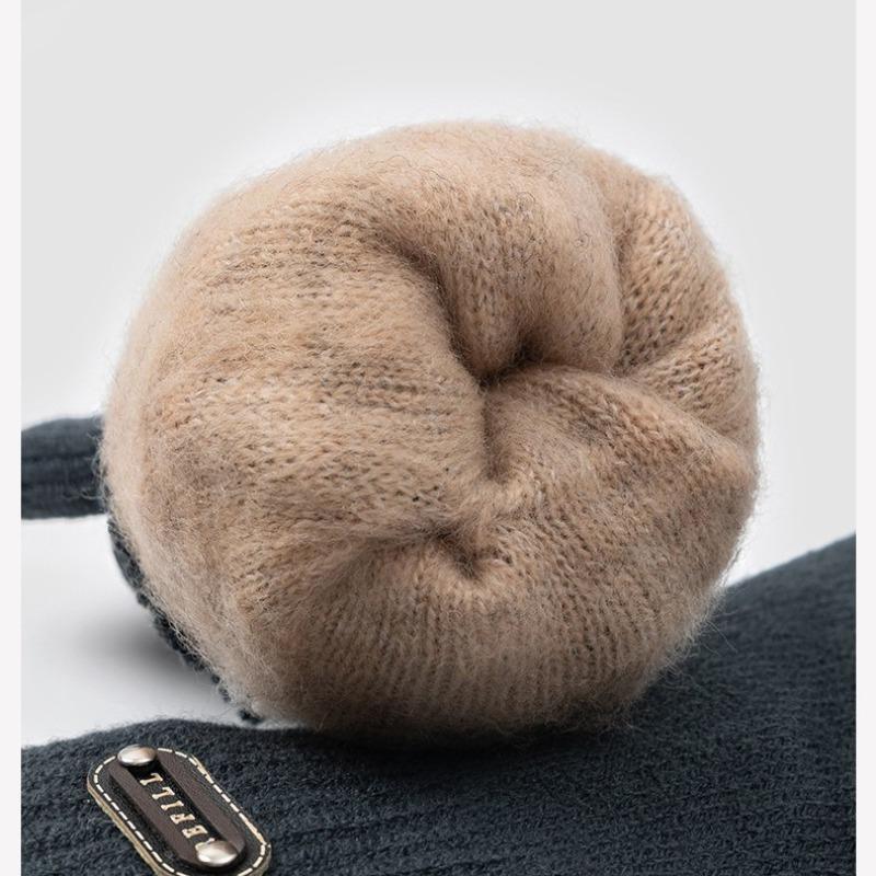 Gloves Knitted Simple Men's Winter Double-layer Thickened Warm Finger Cold Outdoor Riding Wool Gloves