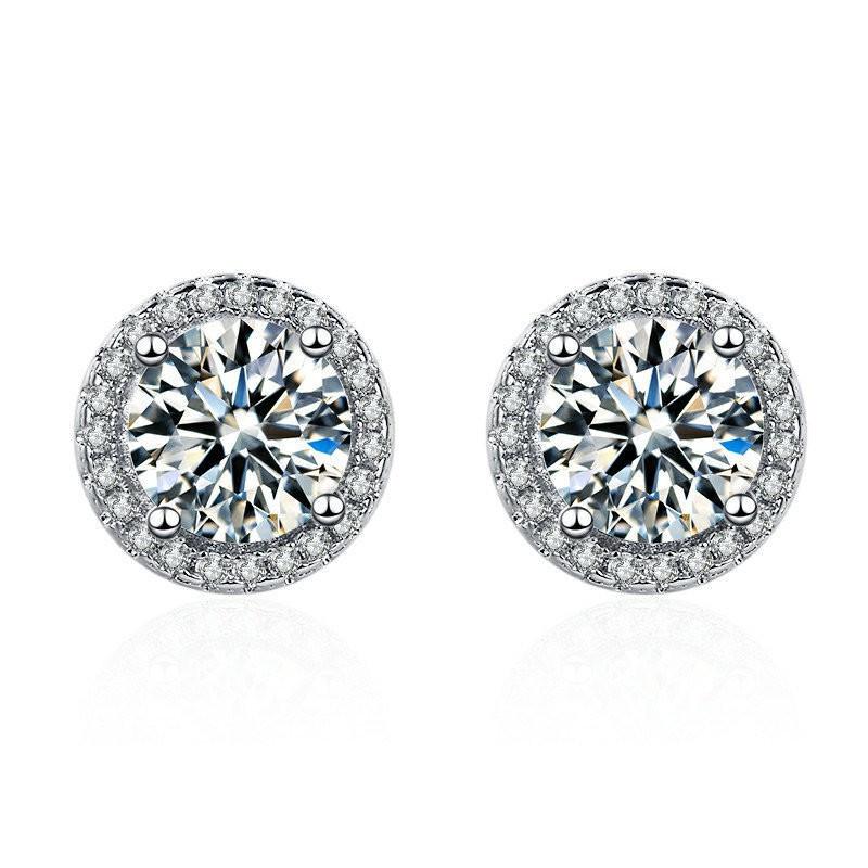 Moissanite Six-Claw Zircon Earrings - S925 Sterling Silver for Women