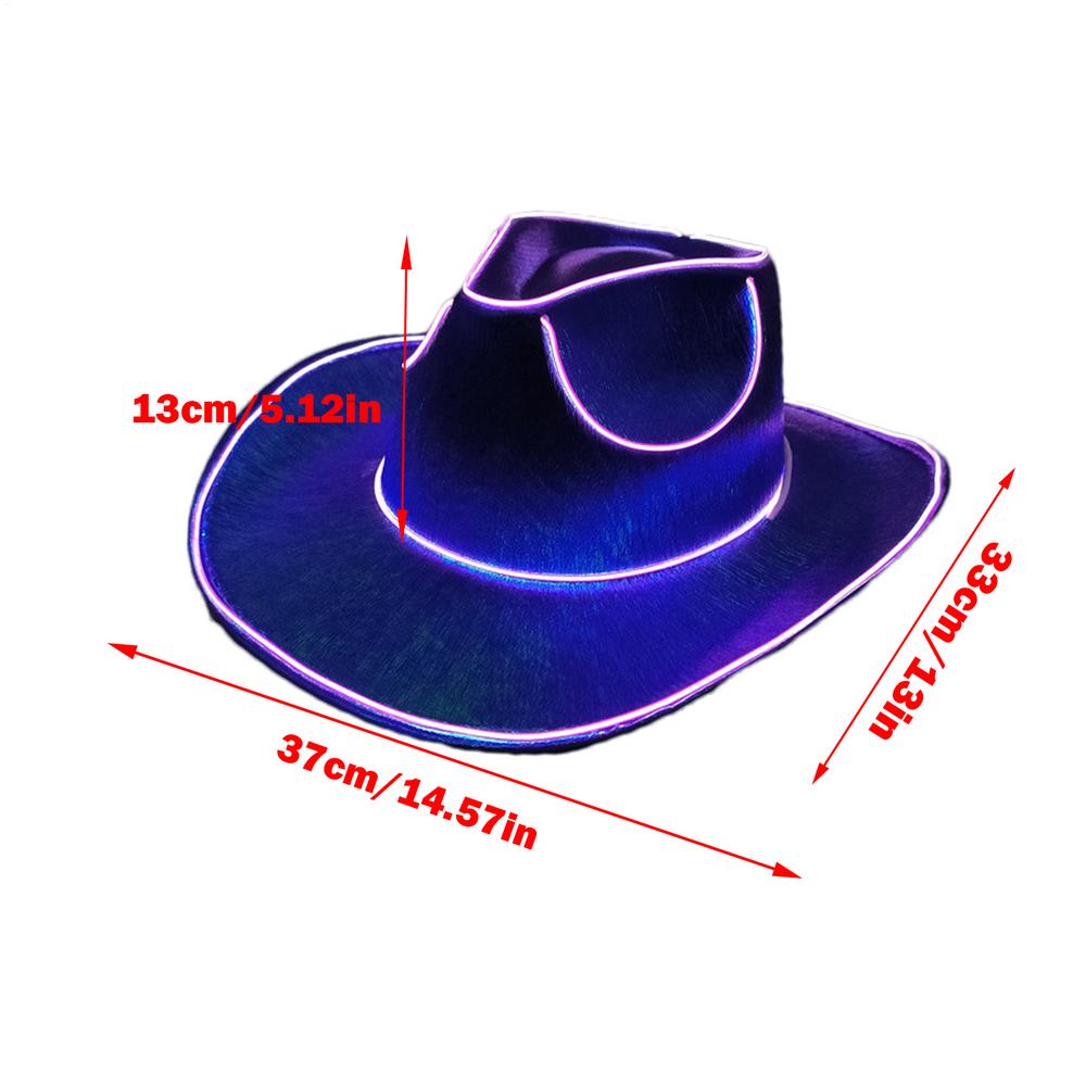 Glow in The Dark Cowboy Hat Cowgirl Hat Party Headwear Cowboy Hat LED Hat Dress up Battery Operated Party Cowboy Hats Sparkly