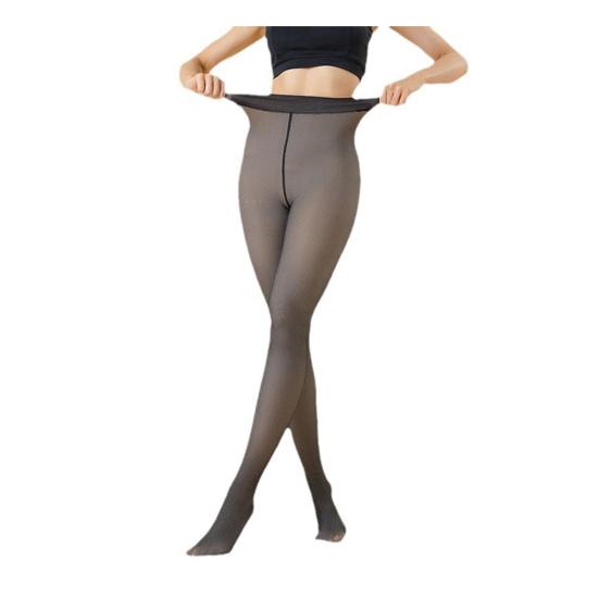 Women Fleece Lined Tights Winter High Waist Plus Size Leggings Sheer Warm Pantyhose Fake Translucent Thermal Thick Tights for Dresses Date Party Wear
