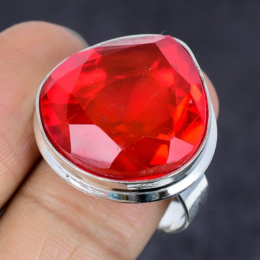 Natural Garnet Gemstone Handmade 925 Sterling Silver Jewelry Ring Size 8 N4w72