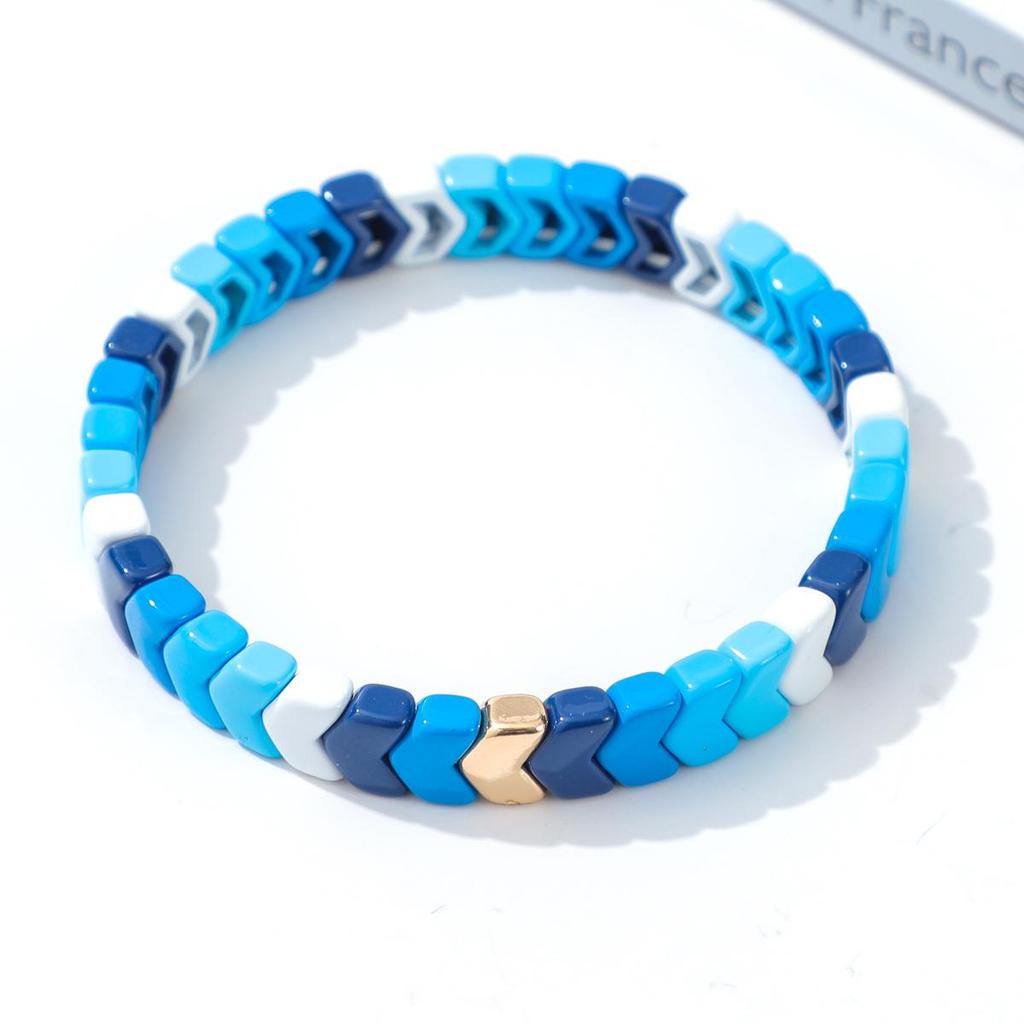 Trendy Gradient Rainbow Enamel Bracelet with Geometric Arrow Design for Women