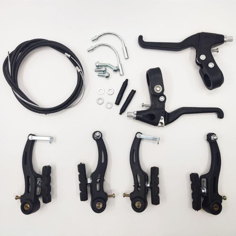 Bike Front Rear V Brake Set Aluminum Alloy Mountain Road Bike V Brake Set Riding Accessories Black Mountain Bike Brake Set
