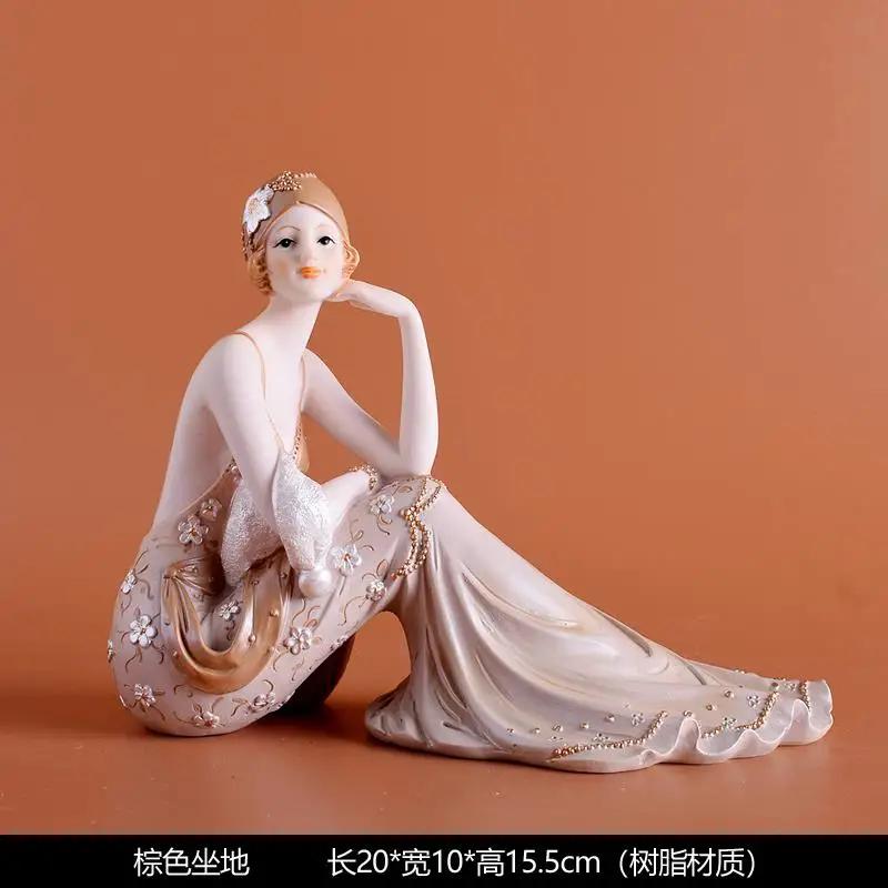 Europäisches Mädchen Schönheitscharakter Harzornamente Haus Wohnzimmer Weinschrank Figuren Dekoration Handwerk Hochzeit Geburtstagsgeschenke