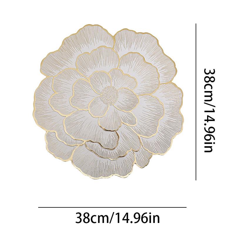 Peony Nordic Style Decorative Bronzing Home Coaster PVC Table Mat Thermal Insulation Non-slip Waterproof Anti-scalding Placemat