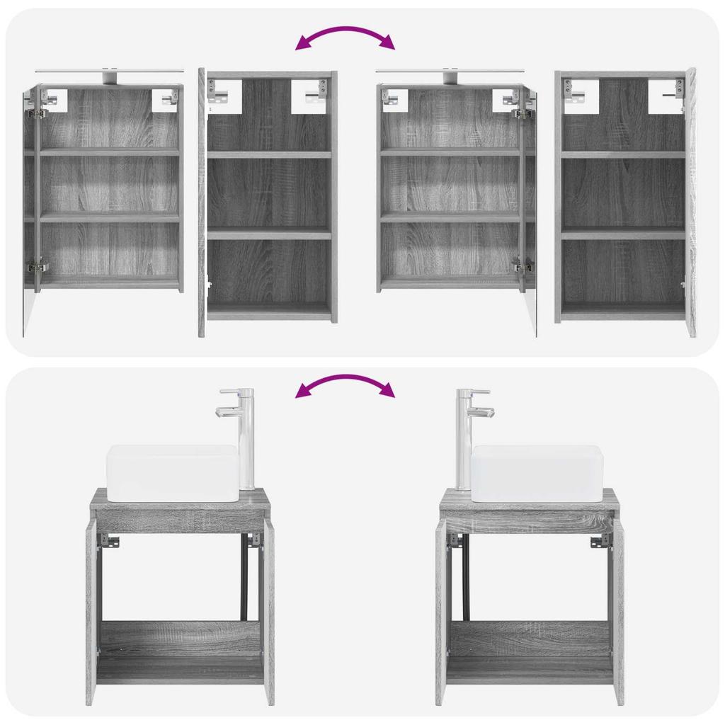 Bathroom Cabinet Set 5 pcs Grey Sonoma 50 x 14.5 x 70 cm