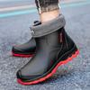 Men'S New Rain Boots Short Tube Fashionable Pvc Rubber Shoes Outdoor Travel Shoes Anti-Slip Flat Bottom Men'S Fishing Water Boot