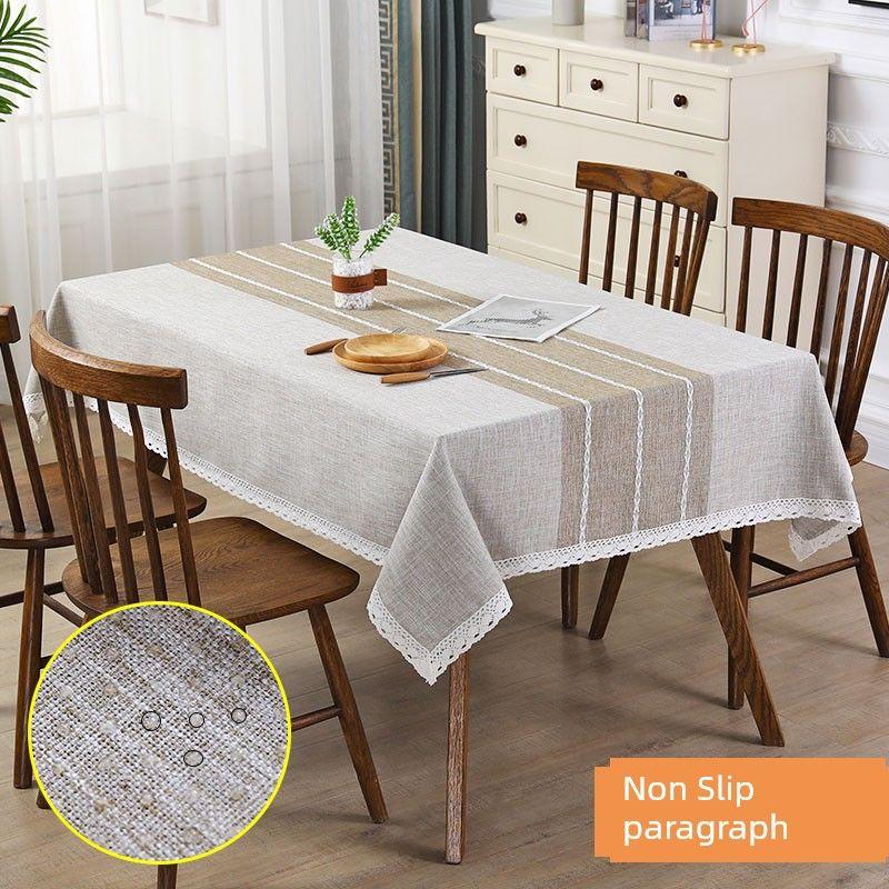 

Cotton and Linen Waterproof Modern Minimalist Nordic Square Tablecloth Suxia-Shallow Card-Lace Lace (Non Slip) 110*110cm