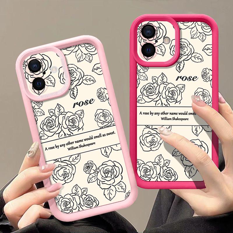 Rose Flowers Candy Color Phone Case For iPhone 16 Pro Max 16e 14 15 Pro Max Plus 13 12 11 Pro 7 8 XR X XS Shockproof Bumper TPU Silicone Cover