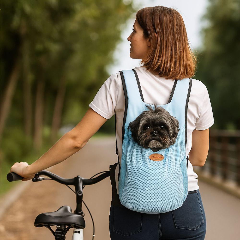 Portable Breathable Pet Chest Shoulder Bag Adjustable Double Shoulder Dog Walking Bag Foldable Cycling Pet Backpack Travel