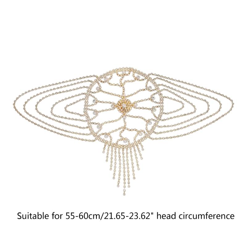 Damen Strass Quasten Kette Kopfschmuck Silber/ Golden Braut Haarschmuck für Abendkleid Party Abschlussball