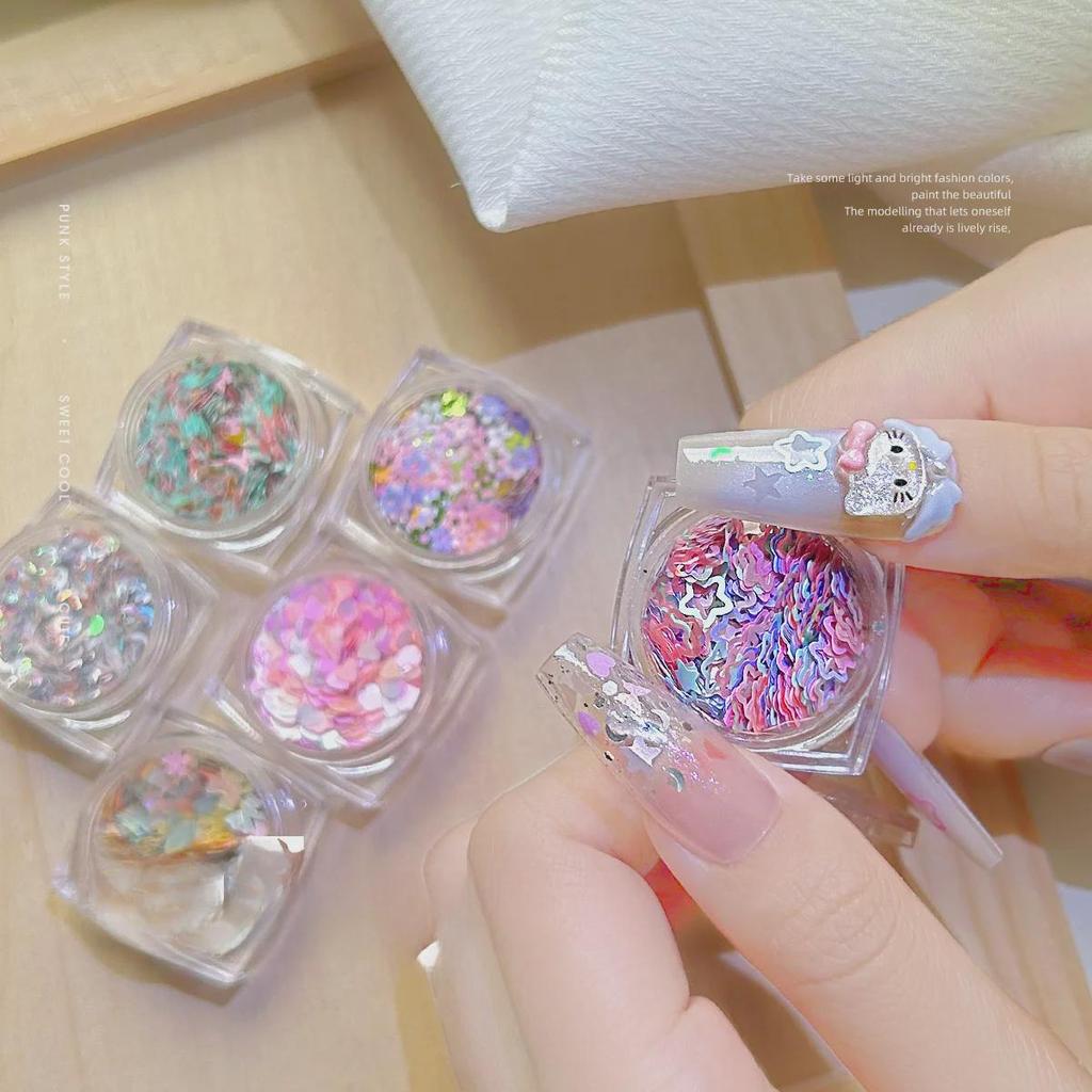 Sweet Pink Star Girl Nail Art Sequins