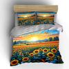 Sunflowers and Sunrise Landscape Bedding Duvet Cover Set  (1*Duvet Cover 2*Pillowcases, without duvet insert)