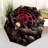 Dark Mystic Skull Pentagram Circular Art PrintUmbrella, Portable 3-Fold Compact Umbrella for Men & Women Gift