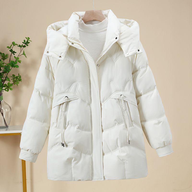 Popular New Coat down Cotton-Padded Coat for Women Winter Korean Style Loose Thickened Slimming Mid Length Long Length Cotton Coat Cotton Jacket
