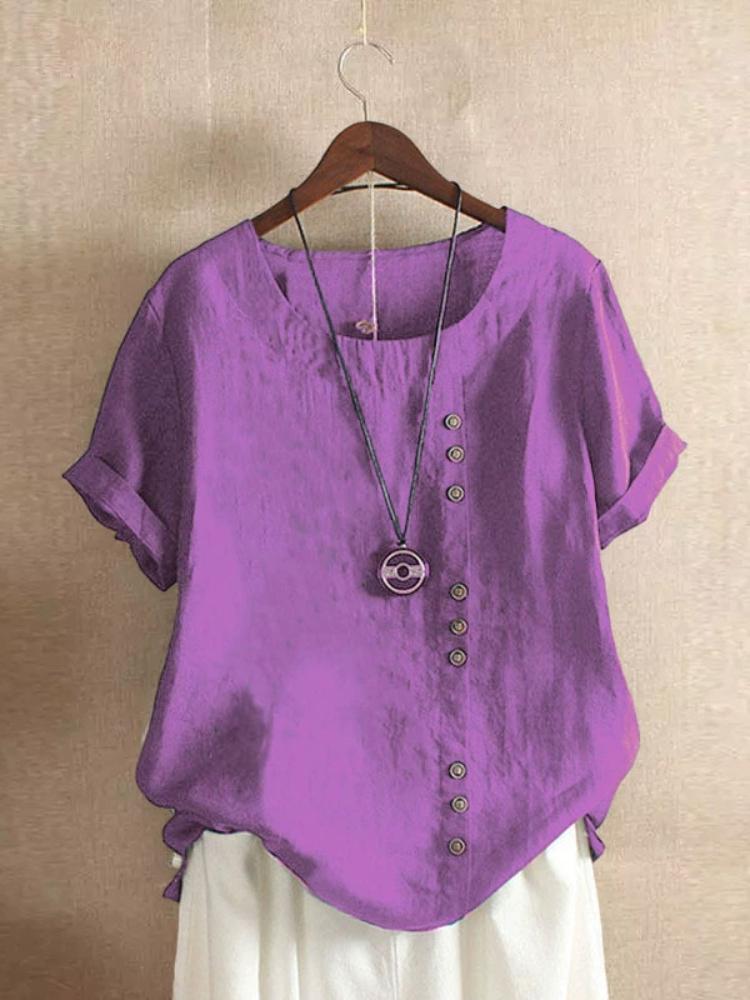 Elegantní dámská bavlněná košile s knoflíky – jednobarevná, ideální na jaro/podzim