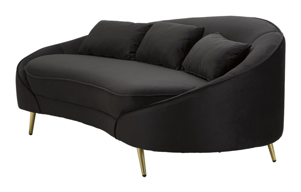 Sofa 3-Sitzer Oslo Mit Kissen Schwarz Cm 185X84X68