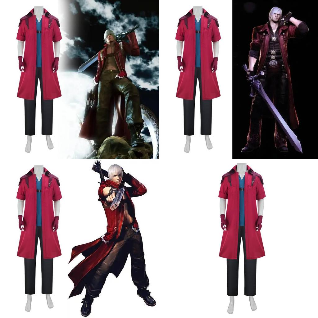 Devil May Cry Dante Cosplay Costume Set With Jacket Pants Gloves For Anime Game Roleplay