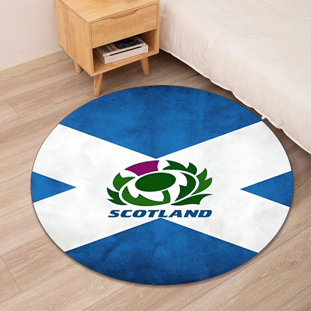 Scotland Rugby Printed Round Rug Carpet Chair Rug Area Rug Entryway Doormats,for Office Chair Living Room Bedroom Kitchen Room.