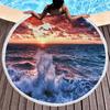 Sunset Landscape Round Beach Towel, Microfiber Beach Seawater Beach Blanket Lightweight Absorbent Circle Swim Towel with Tassels