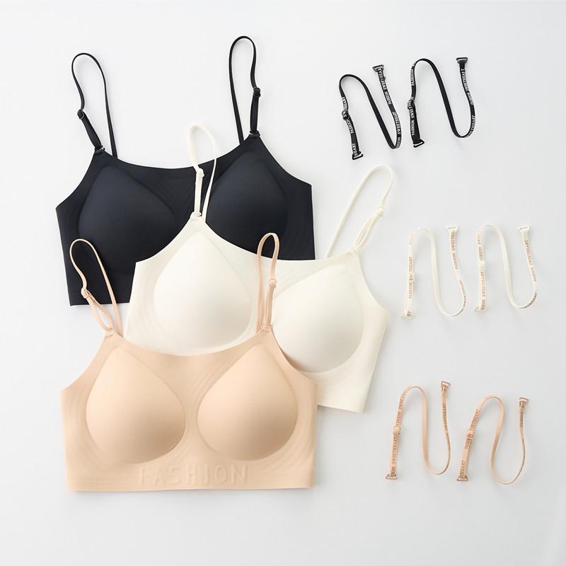 Liquid Foundation Invisible Thin Seamless Steel Rim Underwear Women's Small Breasts Show Large Comfort Invisible Beautiful Back Sling Bra Cover