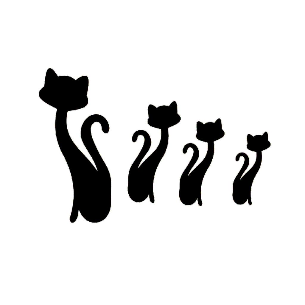 Cat Shape Mirror Wall Stickers Home Living Room Bedroom DIY Wall Art DecorationsBlack