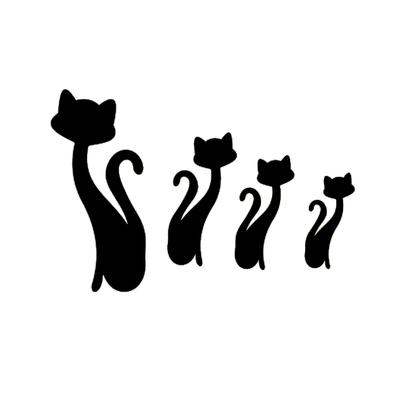 Adesivi Murali a Specchio a Forma di Gatto per Casa Soggiorno Camera da Letto Decorazioni Artistiche da Parete Fai da Te Neri