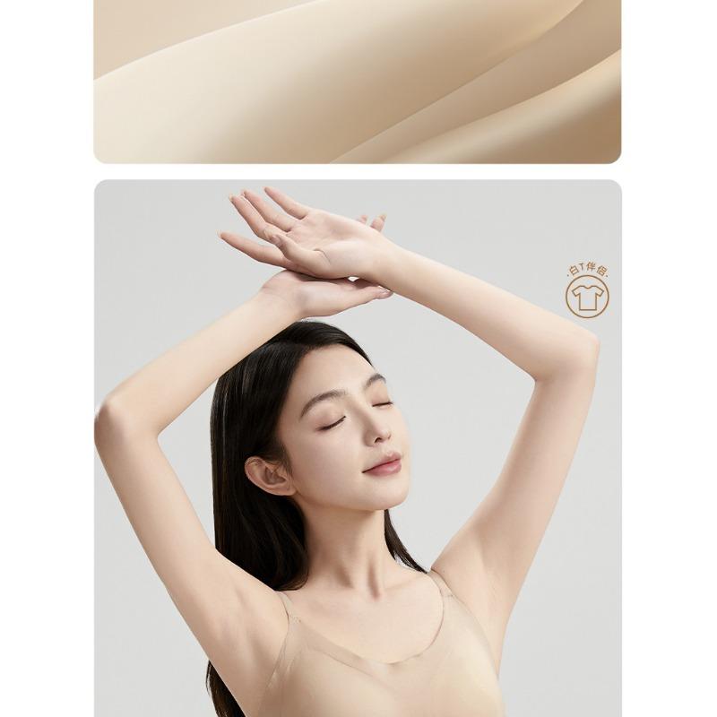 Women Seamless Invisible Fixed Cup With Chest Pad Breathable Beauty Back Bandeau Bra