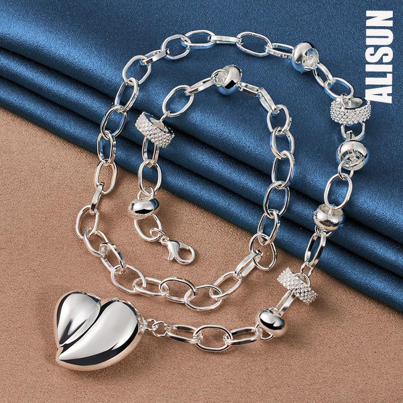 925 Sterling Silver hladký dutý náhrdelník s přívěskem ve tvaru srdce Módní svatební šperky