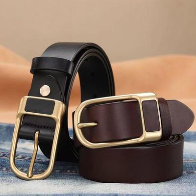 Men's Retro Pin Buckle Leather Belt – Genuine Cowhide, Versatile for Jeans & Casual Wear