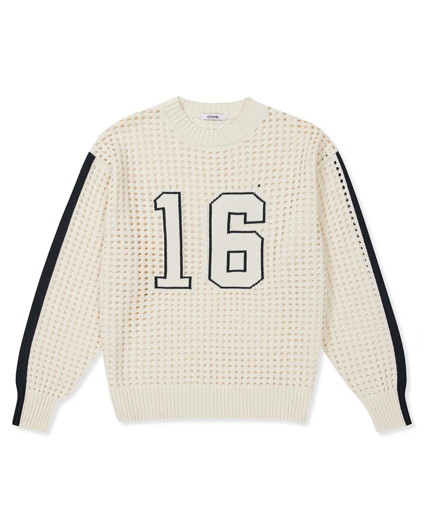 CLOVE [25Ss Clove] Crochet Numbering Knit (Ivory)
