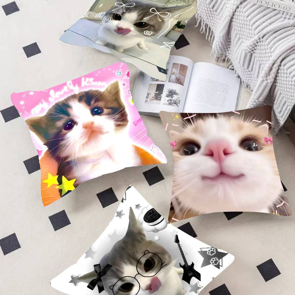 Cute Funny Cat Meme Maple Design Cushion Cover Happy Autumn Harvest Decor Holiday Decorati Pillow Cover