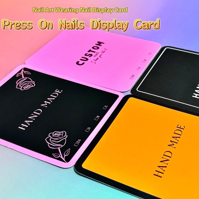 10Pcs False Nails Display Cards Fluorescent Color  Style False Nail Tips Portable Nail Art Storing Manicure Showing Tools