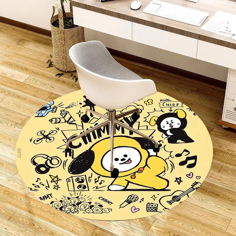1pc Chimmy BT21 Character Artwork Round carpet, Made of Polyester,Perfect for Decorating Office Chairs, Living Rooms,Vibrant Decorative Rug