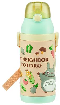 Skater Stainless Steel Water with 3D My Neighbor Vegetable Studio Ghibli SSPV4 Children's Bottle, 380ml, Straw, Design, Totoro, Colors, Design,