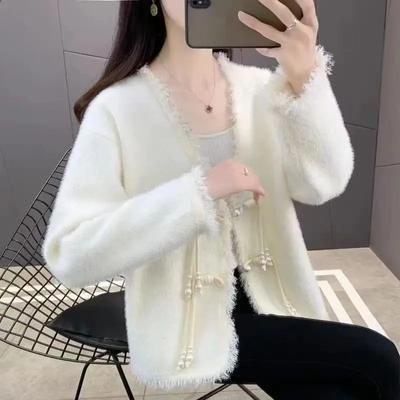 Design Sinn Kleine Duft Pullover Mantel Frauen Herbst und Winter Nachahmung Nerz Fleece Quaste Strickjacke Lose Weibliche Top