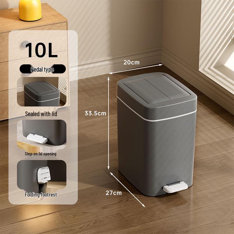 Silent Slow-Closing Trash Can with Foot Pedal Lid for Kitchen & Bathroom