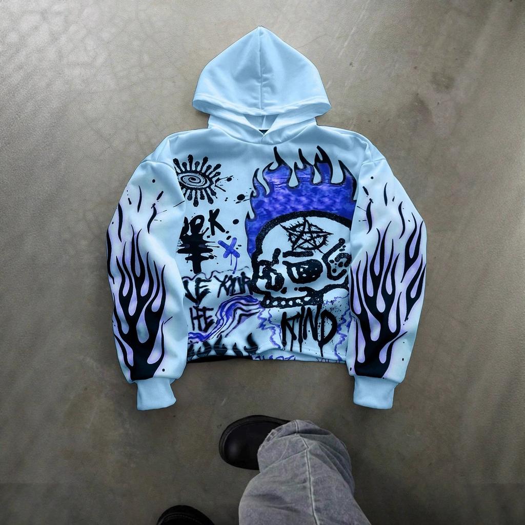 2025 transfrontaliero nuovo casual Y2K astratto stampa 3D coppia largo casual versatile felpa con cappuccio