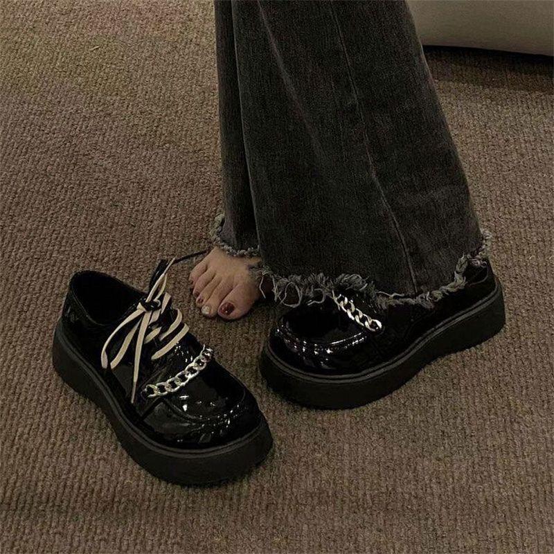 Women's Mary Jane Shoes Platform Round Toe Black Ladies Pumps Korean Style Casual Genuine Mark on Offer Quick Delivery Fashion