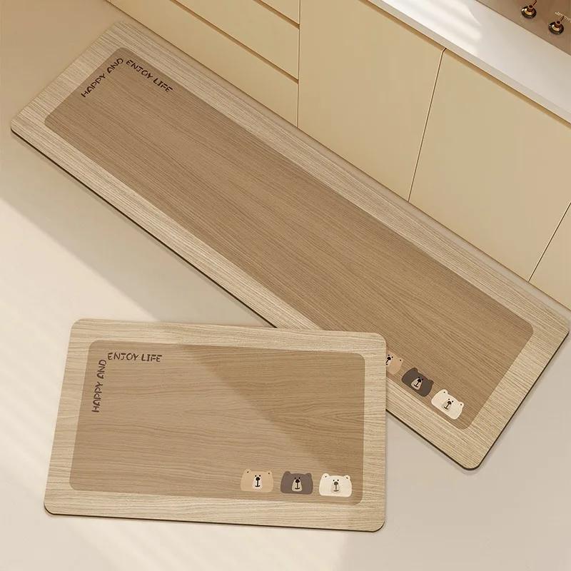 

Waterproof Kitchen Carpet Brown Imitation Wood Grain PVC Floor Mat Long Rug Home Decoration Non Slip Foot Mats 1pc 50x80cm