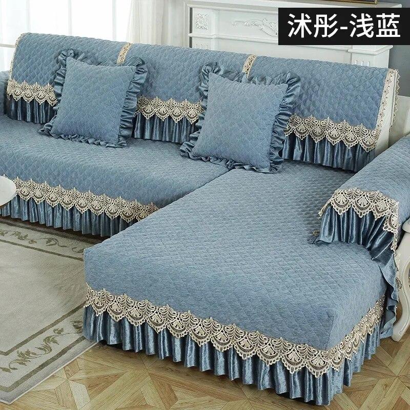 European Style Large Flower Sofa Cover Light Luxury Lace Non Slip Sofa Cushion Four Seasons Universal Fabric Sofa Napkin