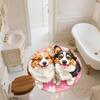 Pink Corgi pattern round rug,Carpet Rug for Living Room Bedroom  Playroom ,Non-slip Floor Mat,Holiday Gifts and Birthday Gifts.