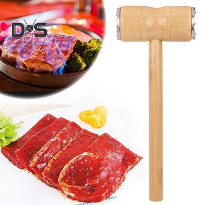 Çift taraflı et yumuşatıcı çekiç rahat kavrama ahşap uzun saplı ağır hizmet tipi biftek tavuk sığır eti kümes hayvanları Mallet Pounder düzleştirici