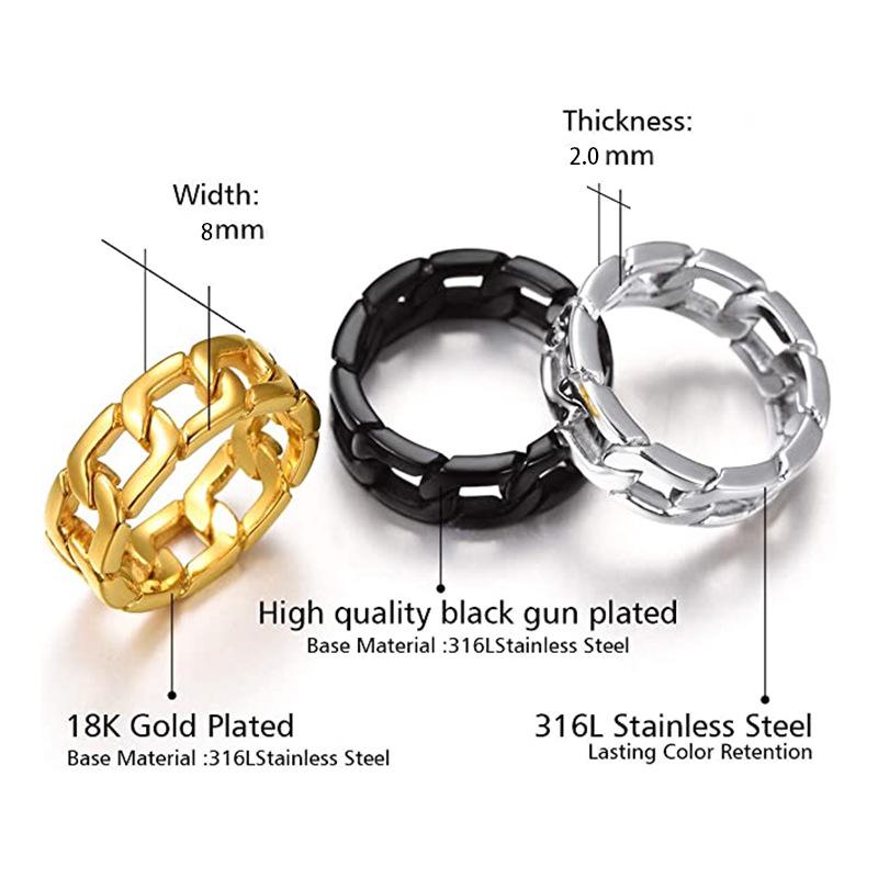 Starry Night Titanium Steel Chain Ring: Trendy Minimalist Hip Hop Style Jewelry